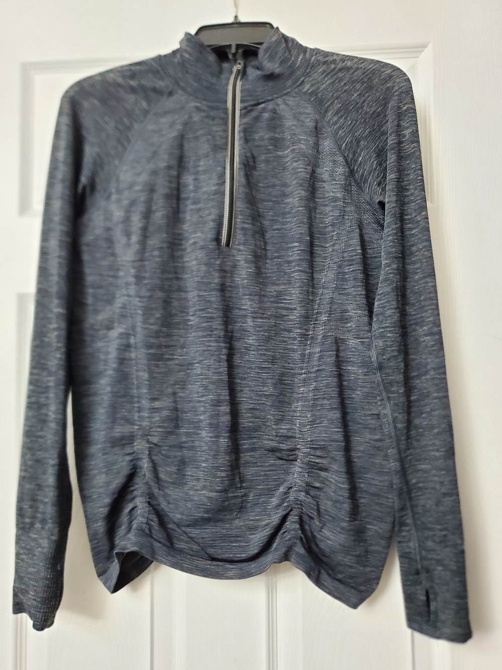 Athleta Navy Heathered Half-Zip Pullover